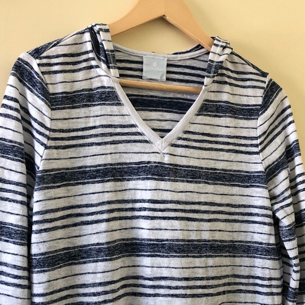 Sunday Hoodie Sweater Knit V-Neck Size S